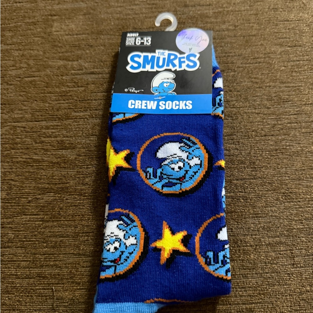 Smurf with Stars Blue Crew Socks